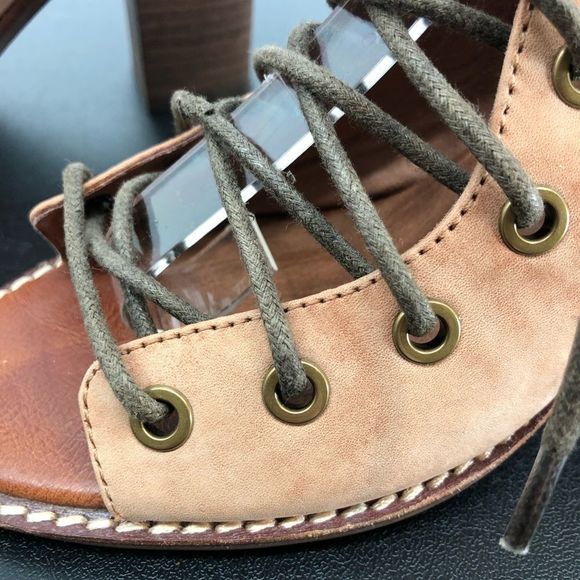 Jeffrey Campbell x Free People Minimal Taupe Lace Up Peep Toe Heeled Sandals - Picture 7 of 14